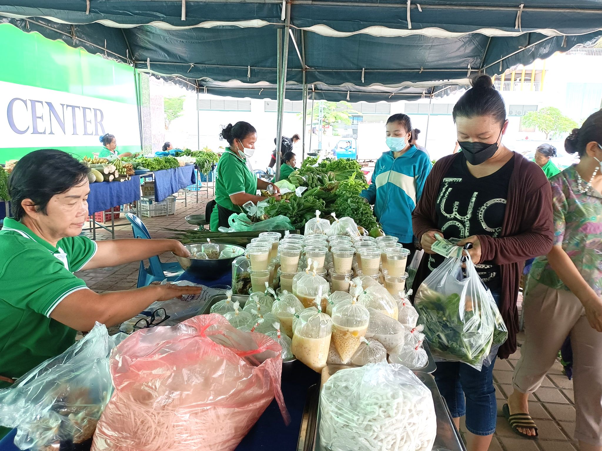 海投公司所属北隆赞公司与老挝农业促进小组合作开办小型菜市场